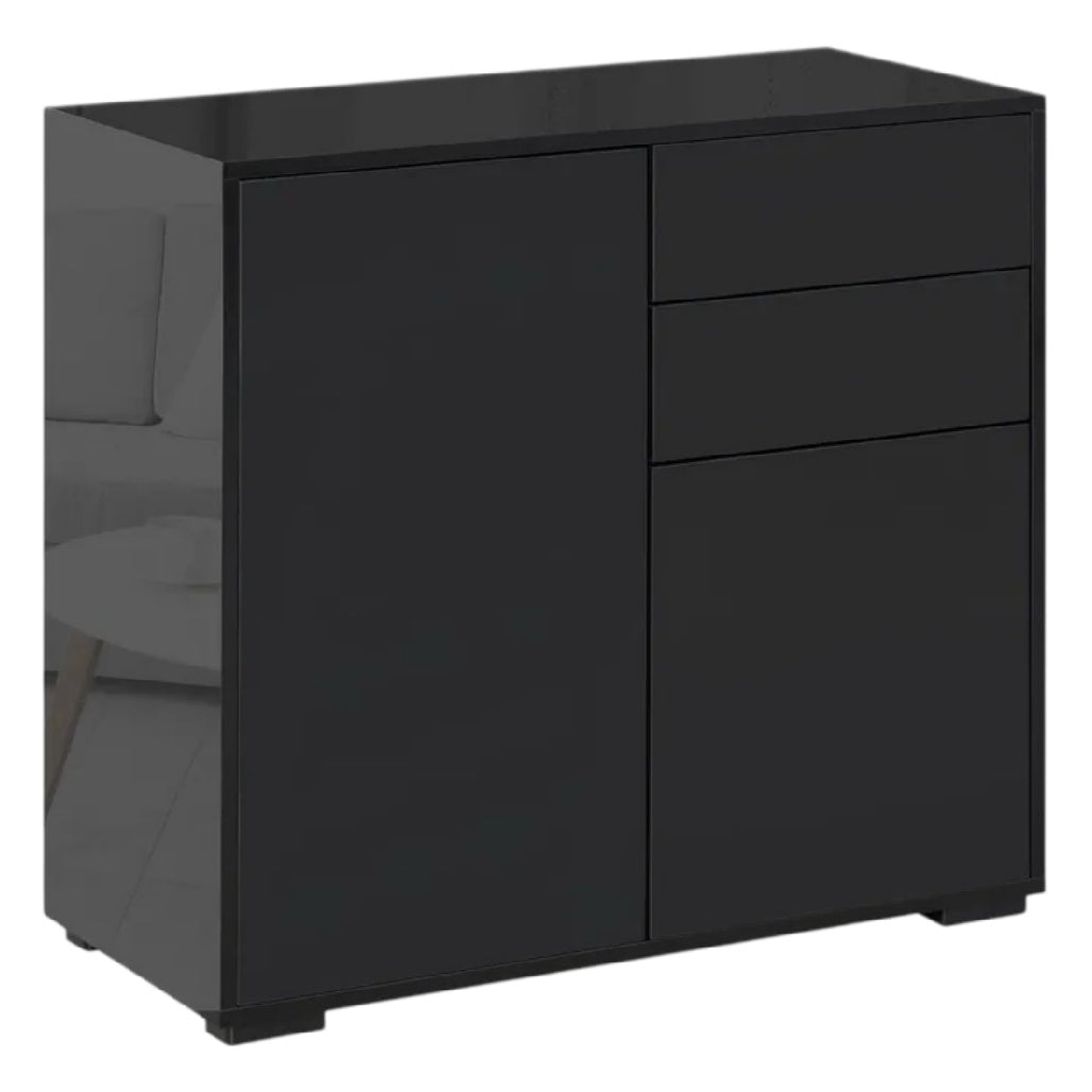 **Meuble de rangement noir avec portes et tiroirs**