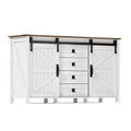 **Buffet en bois blanc avec portes coulissantes et tiroirs**
