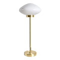 **Titre technique : Lampe de table en verre soufflé avec pied en laiton**