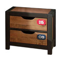 **Table de chevet en bois avec tiroirs numérotés, design moderne**
